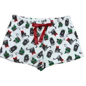 Pillow Talk Christmas Cat Print Pajama Shorts XL Intimates Sleepwear Fat Cats